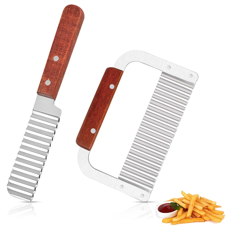 Potato Wavy Knife French Fries Cutter Stainless Steel Potato Cutter Knife Wavy Crinkle Cutter Vegetable Strips Corrugated Cutter