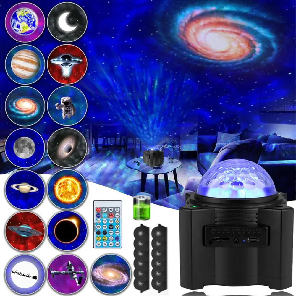 

Led Starry Sky Projector Lamp 7 Light Control Modes 10 Brightness Level Bluetooth-compatible Night Light