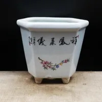 Vintage Style Hexagonal Ceramic Flowerpot Home Decoration 2