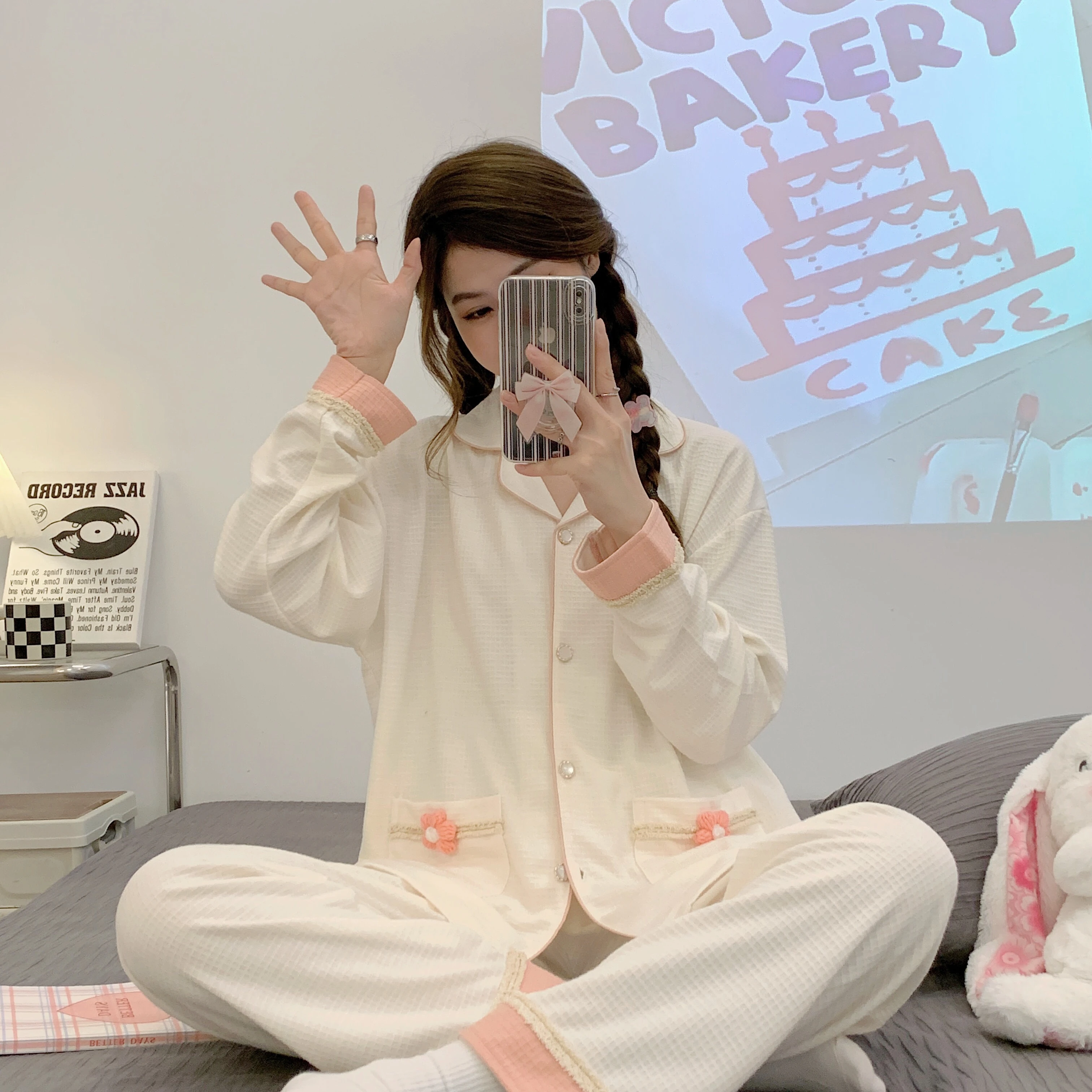 

Cotton Pajama Sets Women Home Suit Korean Sleepwear Pajamas Women Autumn Pijama Pyjamas Long Sleeve Pants 2 Piece Set Nightwear