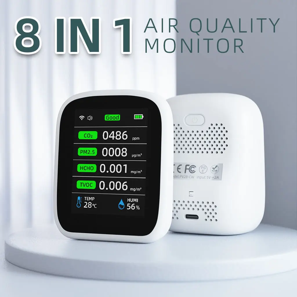 

Mini Portable WiFi Air Quality Monitor PM2.5 PM10 TVOC CO2 Formaldehyde Detector Indoor Air Pollution Sensor for Home Office