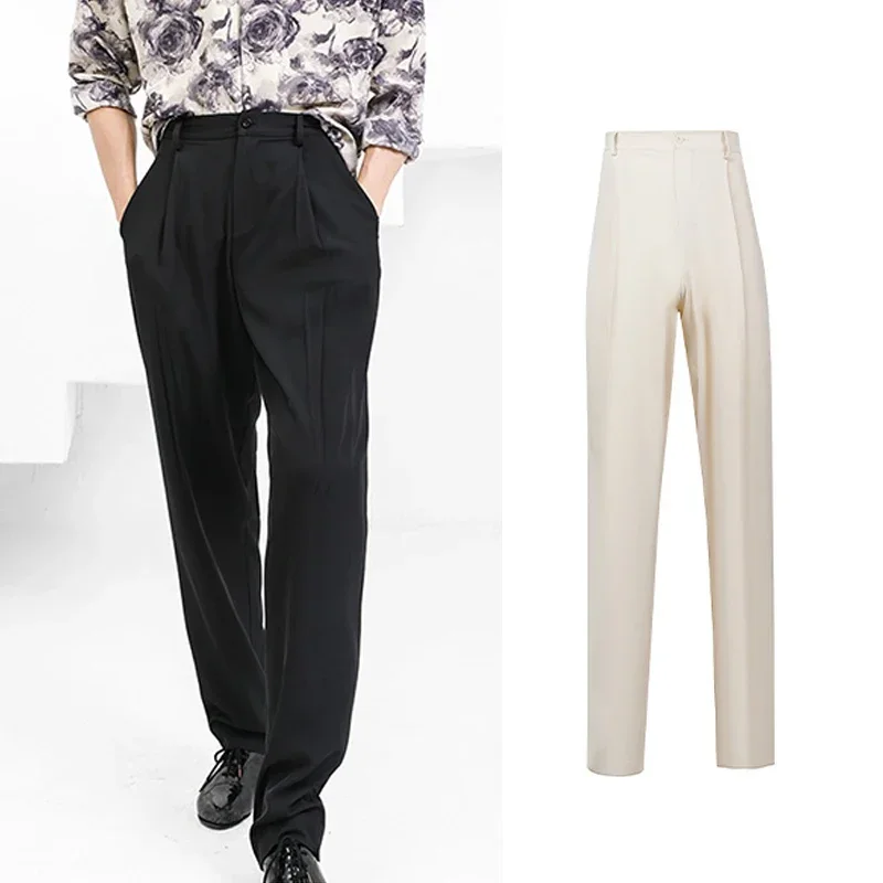 

Брюки мужские для латиноамериканских танцев, свободные штаны с широкими штанинами, тренировочная одежда для латинских танцев, черные белые, для Бальных залов, одежда для румбы, ча-ча, DNV14932