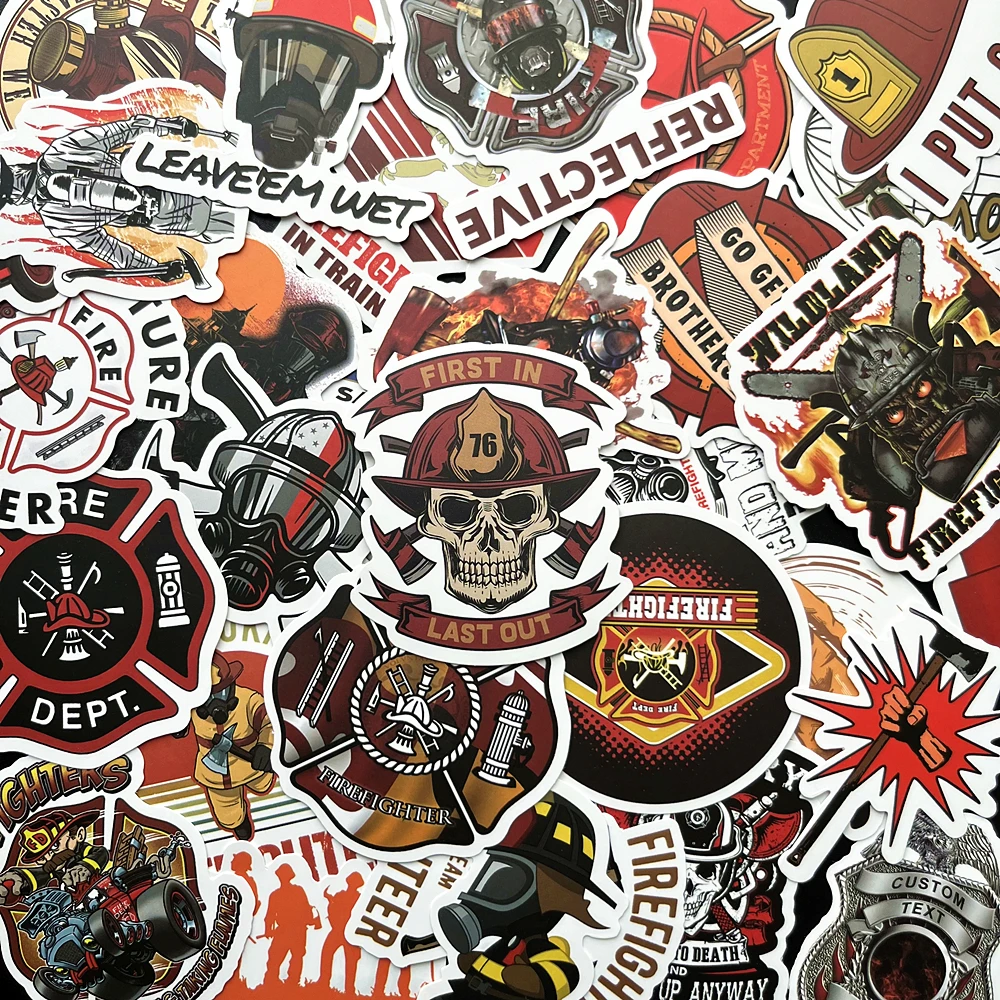 Cool Fireman Hero Cartoon Stickers Pack