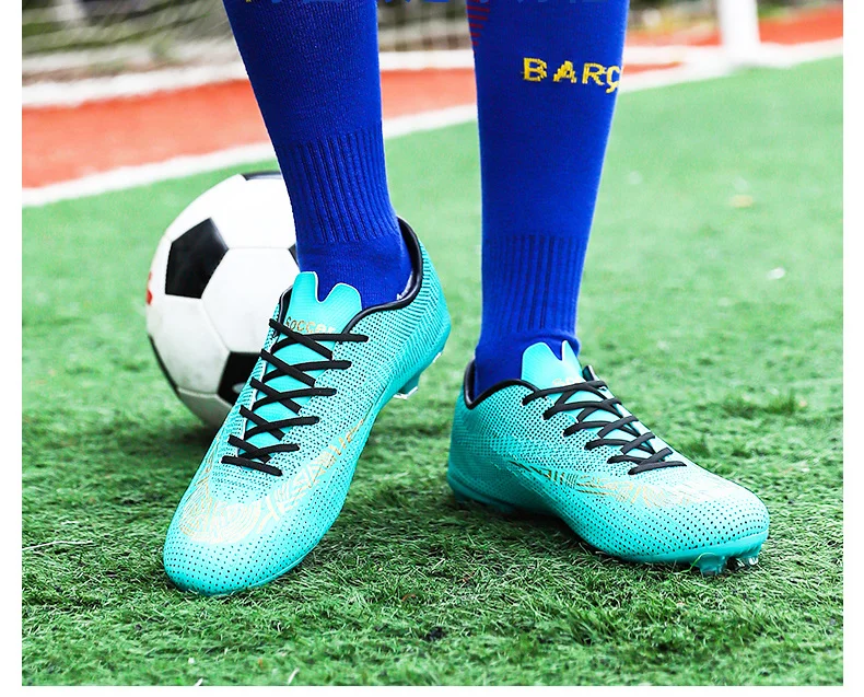 Men Soccer Shoes Kids Ankle Football Boots Futsal FG Cleats Grass Training Sport Footwear Adult Long Spikes Outdoor Soccer Shoes