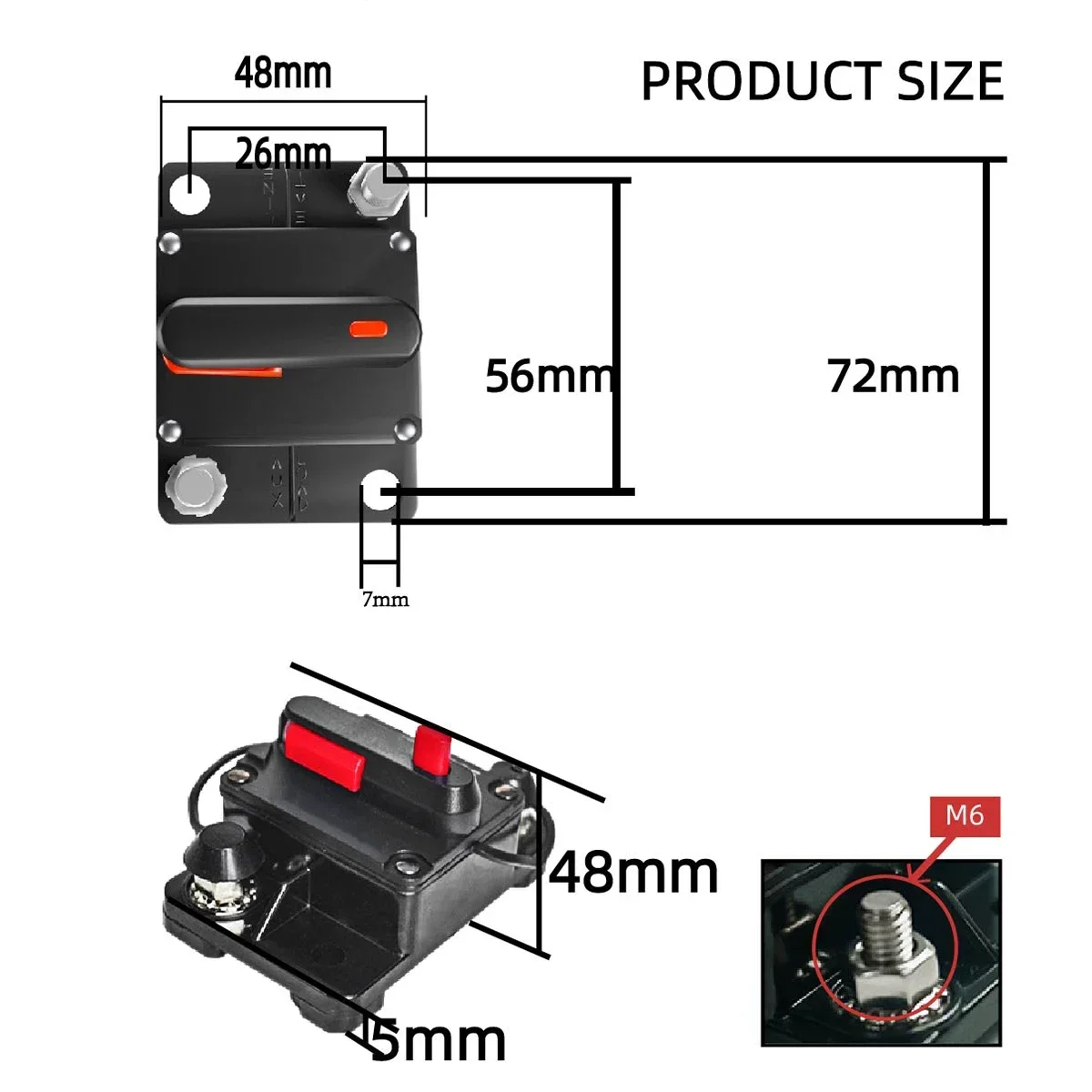 Circuit Breaker Fuses for Boat Audio 12V Trolling Manual Reset Manual Power Protect Waterproof 30A 50A 80A 100A 200A 300A