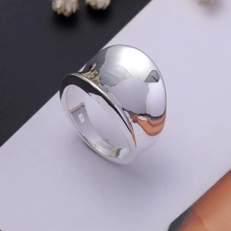 925 Sterling Silver wide Rings for Men Women Size 7 8 9 10 Fashion party fine Jewelry Christmas gifts silver rings
