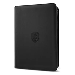 Premium 9 - Pocket Zipper Card Binder with Durable PU Cover (Black - 360)