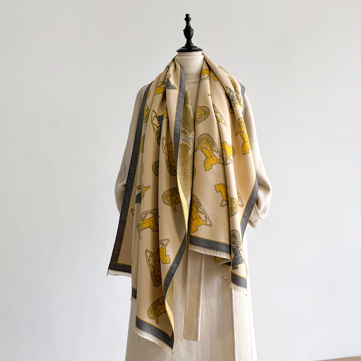 2025 Luxury Brand Winter Cashmere Scarf for Women - Tasseled Grid Printed Shawl, Warm Pashmina Wrap & Foulard Poncho