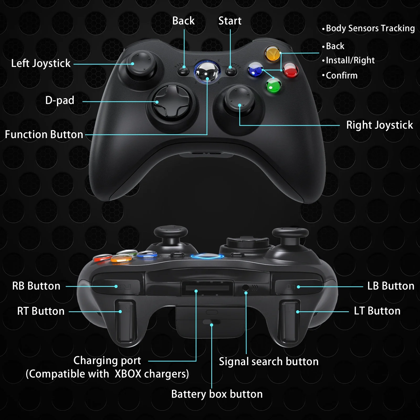 Wireless For 360/Slim/Elite/PC Video Game Gamepad 6-axis Joystick Dual Vibration Xbox 360 Controller_voghion.com