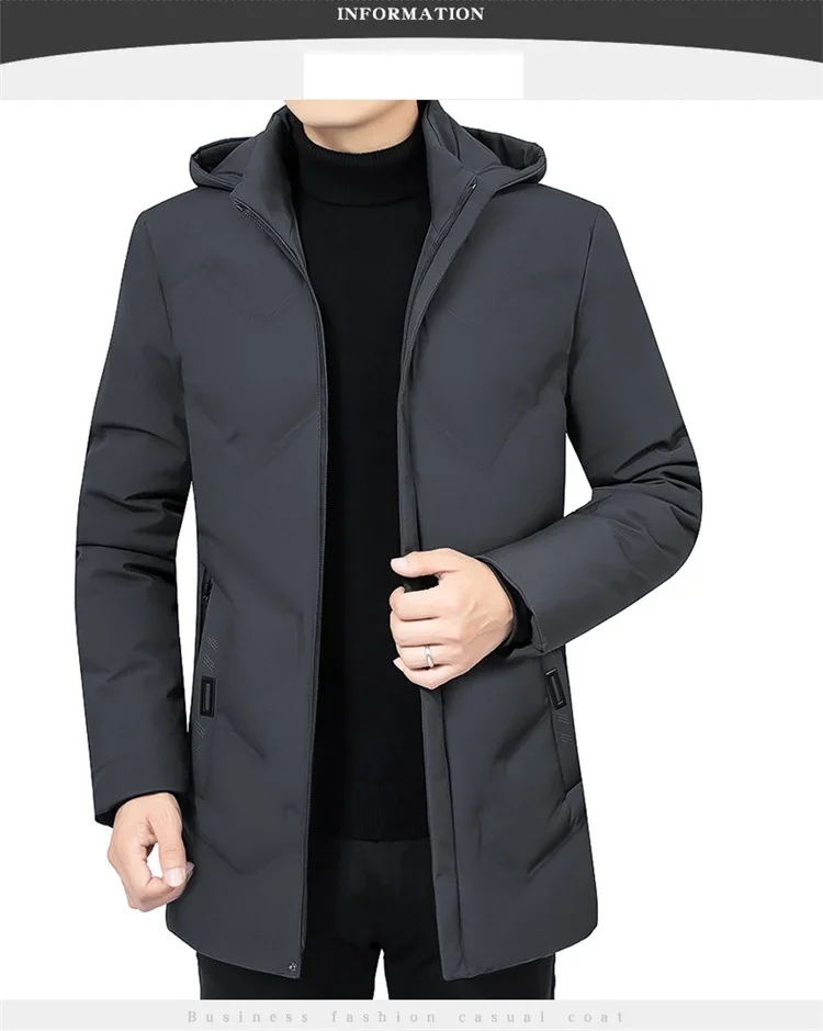 Description Picture 4 of itemWinter Parka for Men Long Thick Warm Hooded Jacket 2020 Casual Outwear Windproof Coat Size 4XL Mens Clothing ropa de hombre
