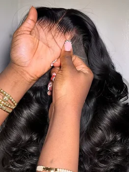 200 Density Body Wave Lace Front Wig Black 13x6 HD Wet And Wavy Lace Frontal Wig 30 40 Inch Brazilian Preplucked Human Hair Wigs 1