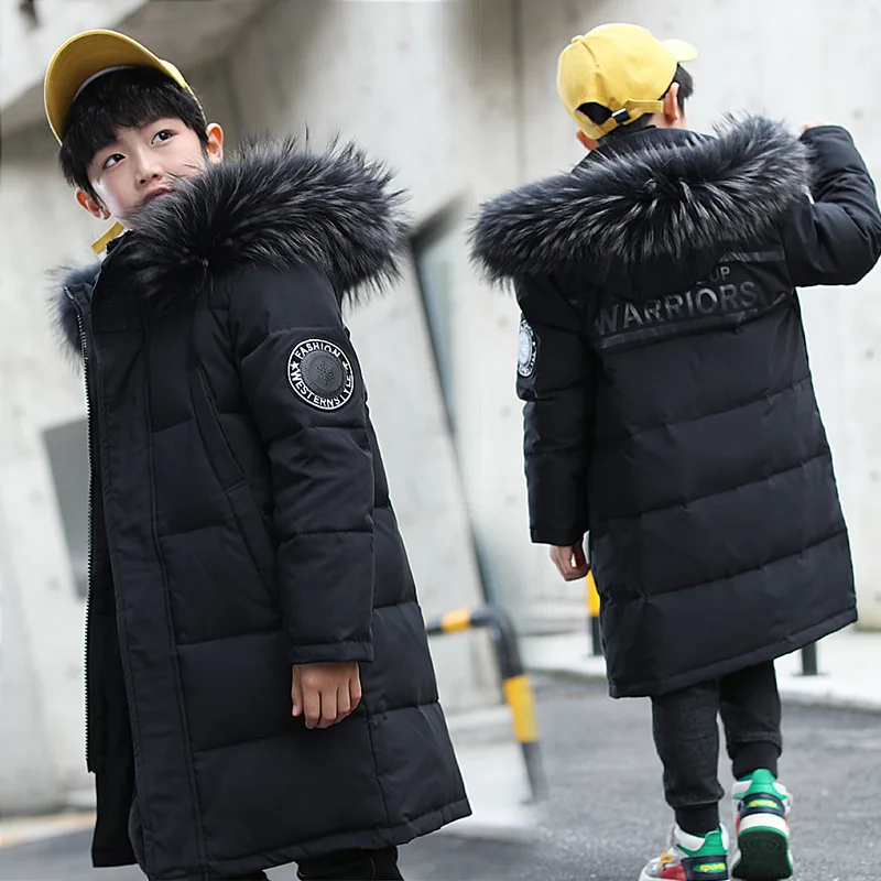 Nuovi Bambini Vestiti Caldi Addensati Vestiti Del Ragazzo Piumini Invernali 5-16 Anni Parka Con Cappuccio Cappotto Di Pelliccia Sintetica Bambini Teen