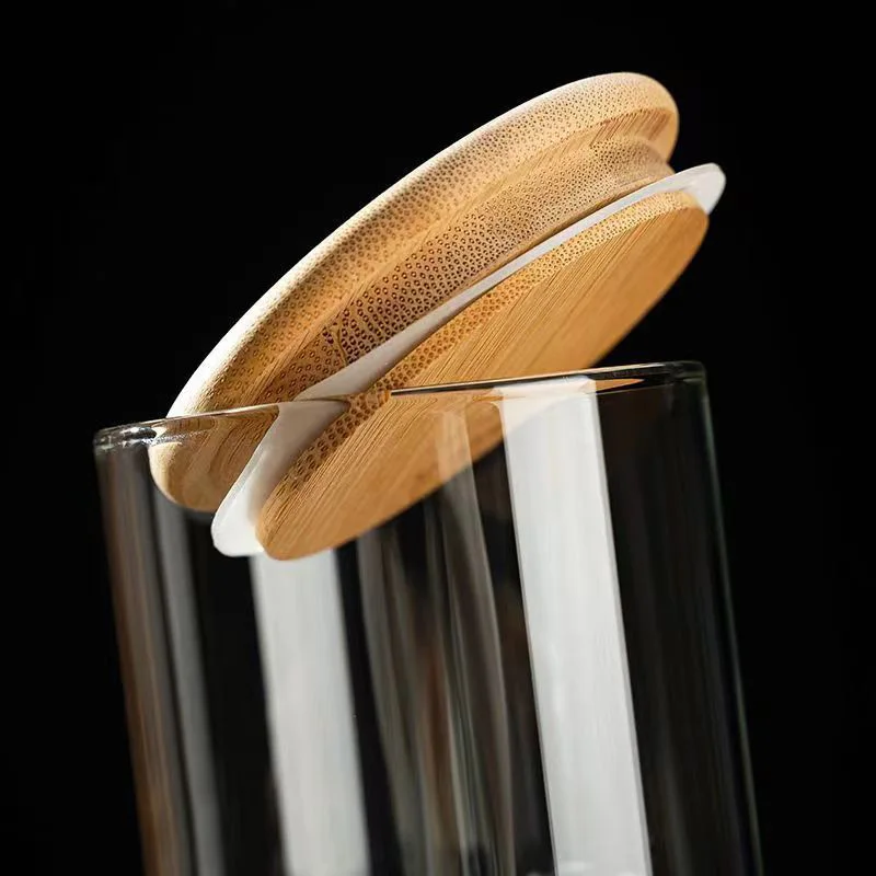 Tea Canister Airtight Container Mini Wooden Lid Glass Coffee Beans Portable Food Storage Container Candy Jar 100ML