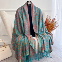 70x180cm Winter Warm Thick Jacquard Scarf Outdoor Women Travel Paisley Cashmere Tassel Shawl Neck Wrap Pashmina - Image 2