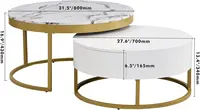 Modern Round Nesting Coffee Table with Drawers for Living Room in White 2
