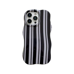 Luxury Stripes Shockproof Phone Case with Wave Edges - iPhone 15 (1)