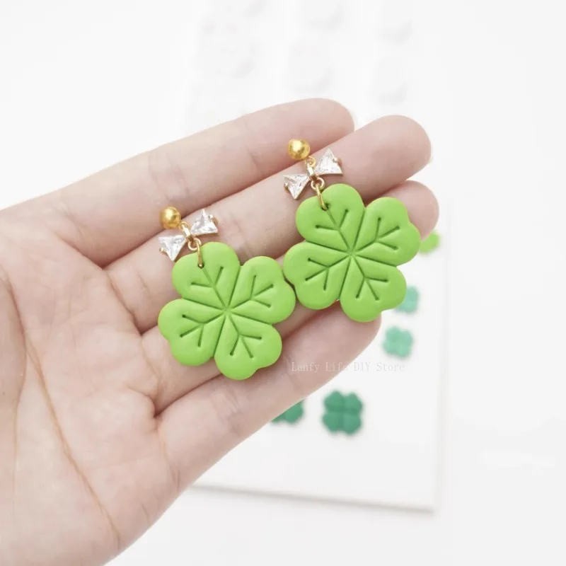3PCS Lucky Four Leaf Clover Soft Clay Earrings Mold Polymer Clay Cutter INS Earring Jewelry Making Handmade Pottery Tool polymer clay tools pottery tools clay sculpting tools pottery sculpting tools clay craft tool