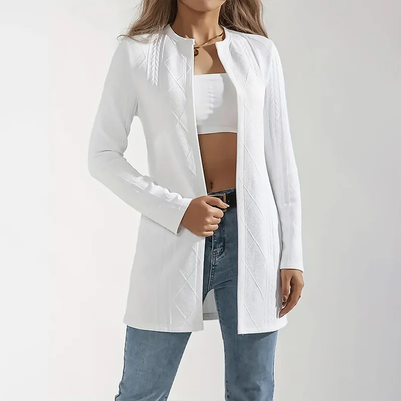 Women Geometrical Long Sleeve Cardigan Blazer Coat