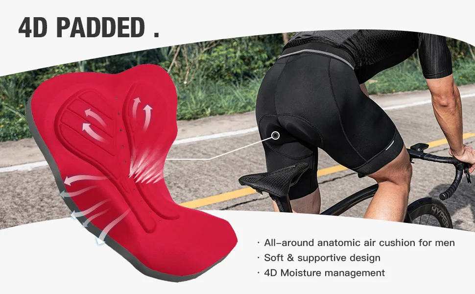 Santic Herren-Radhose, Sommer-Rennradhose, gepolsterte MTB-Fahrradhose, atmungsaktive, elastische Reithose, S-4XL – Detail 6