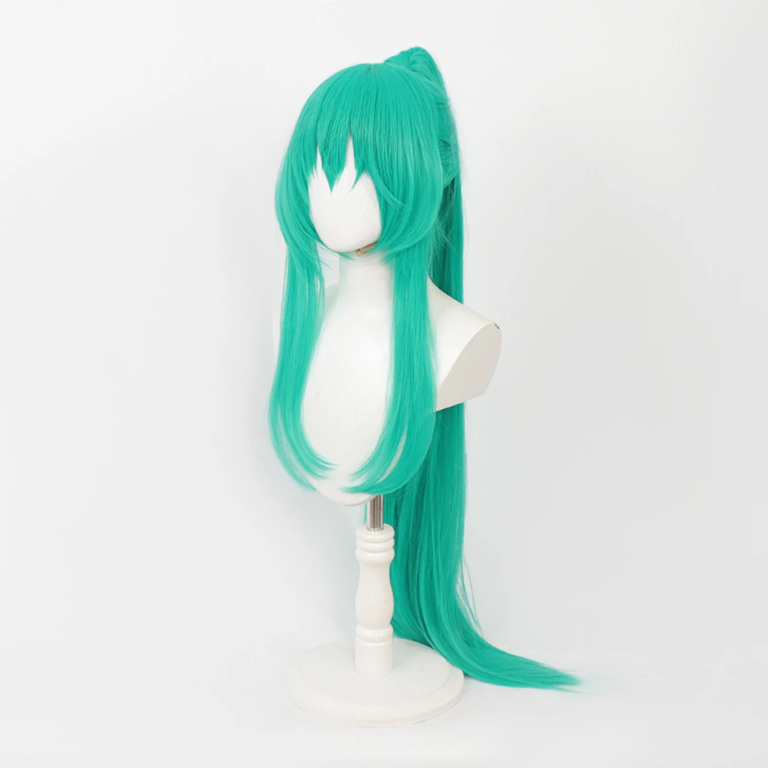 Arknights-Inspired Green Synthetic Wig with Bangs for Anime Events