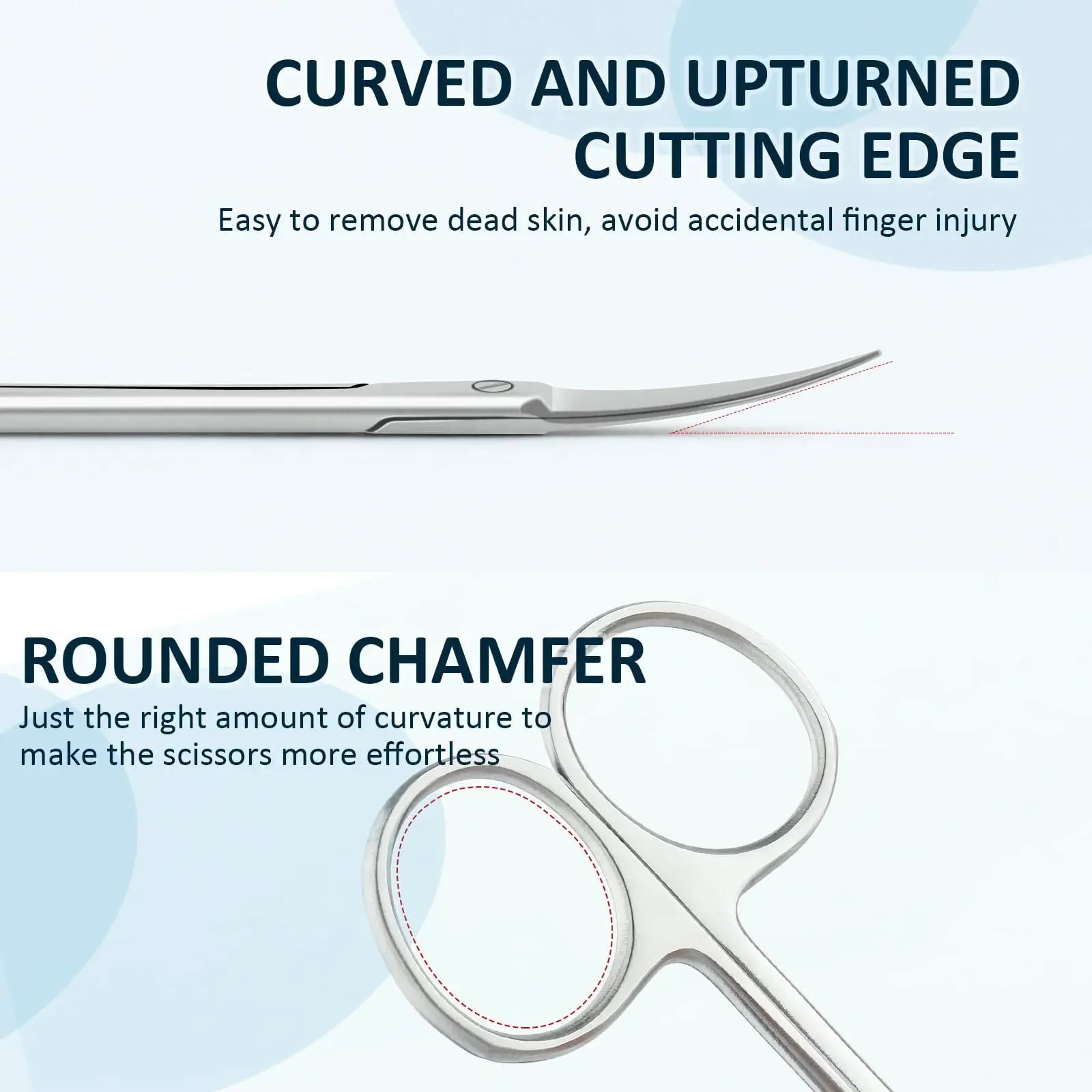 Cuticle Nail Scissors Curved Blade Professional Stainless Steel Multipurpose Toenail Manicure Pedicure Nose Hair Grooming Tools