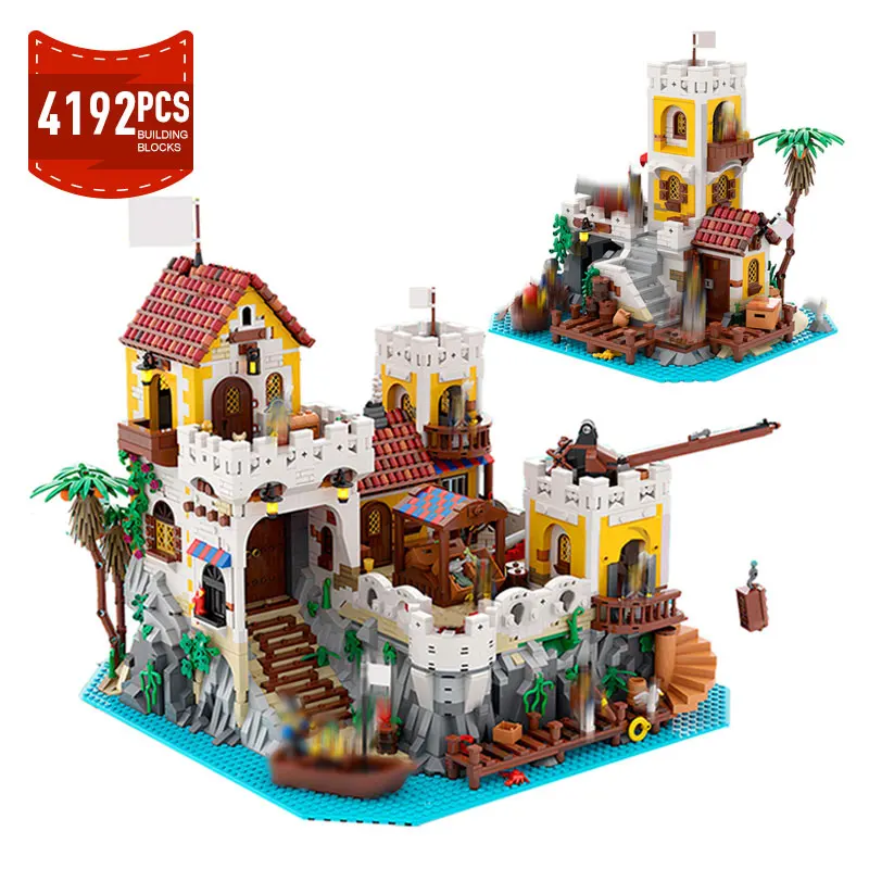 

Moc city Architecture Captain Red Beard Piratesed Collection Building Block assembled Model MOC-126925 Fortressed Brick Toy Gift