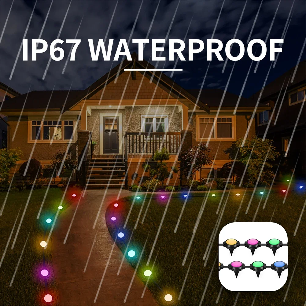 15m Smart Ground String Lights 24V RGB 15leds Waterproof APP Outdoor Deck Spotlight Buried Lawn Lamps Garden Decoration