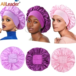 1 Pack Satin Bonnet Night Sleep Caps With Wide Elastic Band Soft Sleeping Head Cover Sleeping Hat For Women And Girls Curly Hair