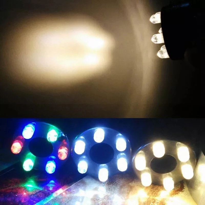 Aquarium Light Aquarium Lamp 1/2/4pcs Underwater 6-LED Light Ring For Fountain Pond Garden No AC Adapter
