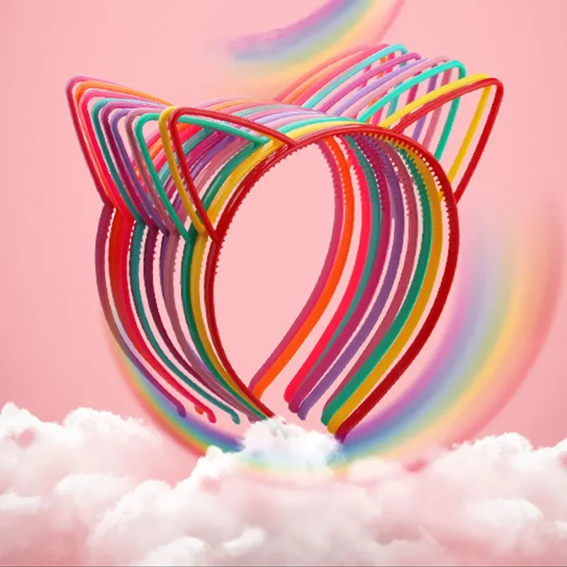 Kids Headbands Cat Ears Crown Bow Headwear Princess Plastic Hairbands Boho 3pcs/set For Woman Girls Baby Accessories