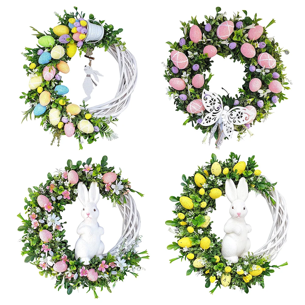 

Пасхальный цветочный венок, украшение, акриловое пасхальное украшение, кролик, дверь, 27 см, пасхальные вечеринки, весенний декор, подарки
