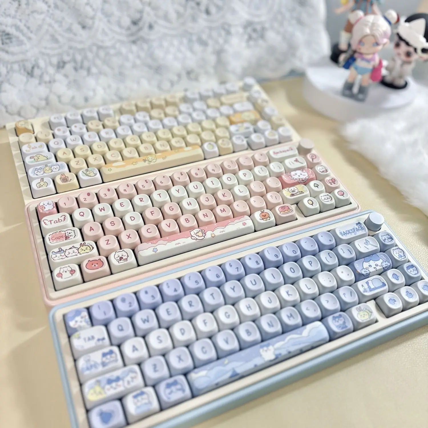 Chiikawa Creative Kawaii Key Caps MOA With 95keys 132keys Customized Sublimation Cartoon Accessories For Mechanical Keyboard - Image 3