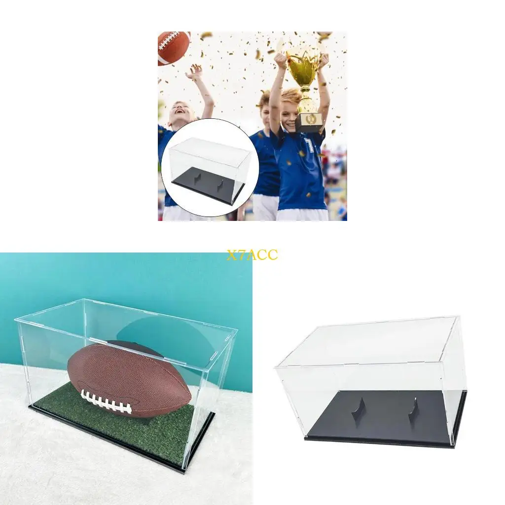 X7AC 축구 농구 보관 클리어 박스 스포츠 축구 홀더 컨테이너 스탠드 포함