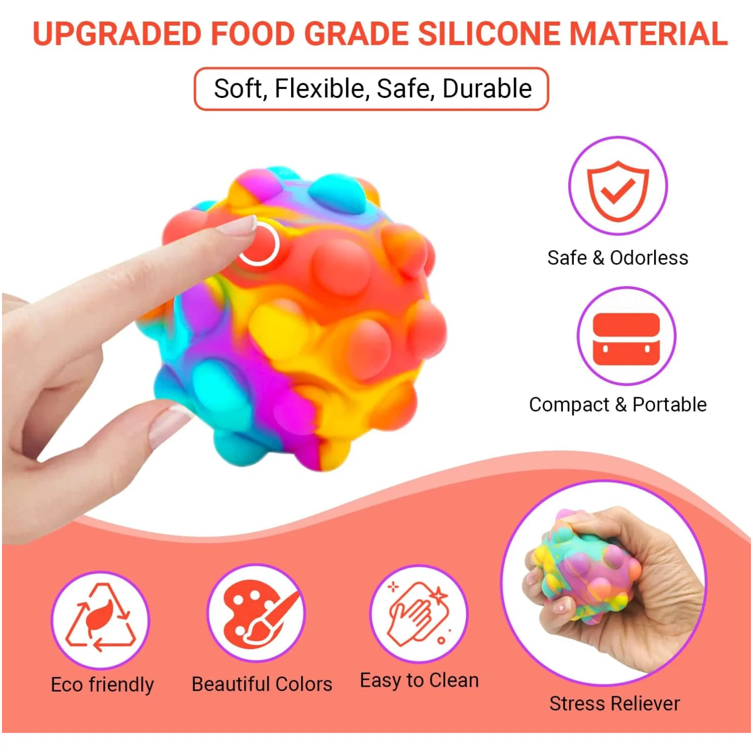 Push Pop Bubble Sensory Fidget Stress Ball For Anxiety Relief_voghion.com