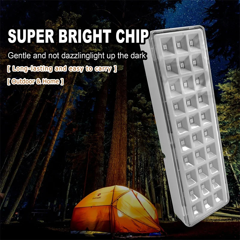 2Modes Dimmable 30LEDs Portable Emergency Light Rechargeable Home Lamp Camping Lanterns Wall-mounted for Power Loss Outage Use Led Light Portable Flashlight Emergency Light Portable Camping Light