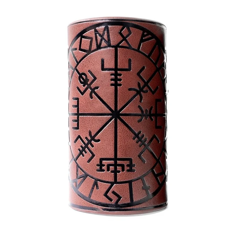 Toten Design Nordic Viking Odin Compass Bangles for Man Riding Protective Gear Embossed Wide Leather Wristband Punk Jewelry bangle bracelet leather bracelets leather bracelet