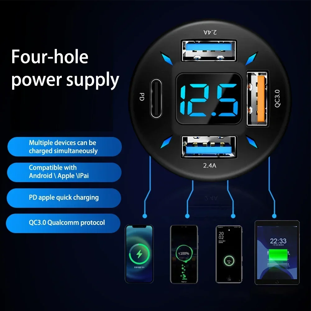     4 USB QC3.0 PD USB ð    LED а 12V/24V  ÷  