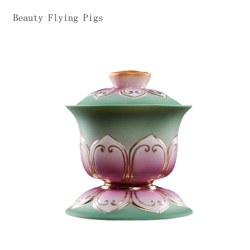

1PCS ceramic lotus water supply cup home Buddhist temple offering cup feng shui ornaments Buddha utensils and supplies