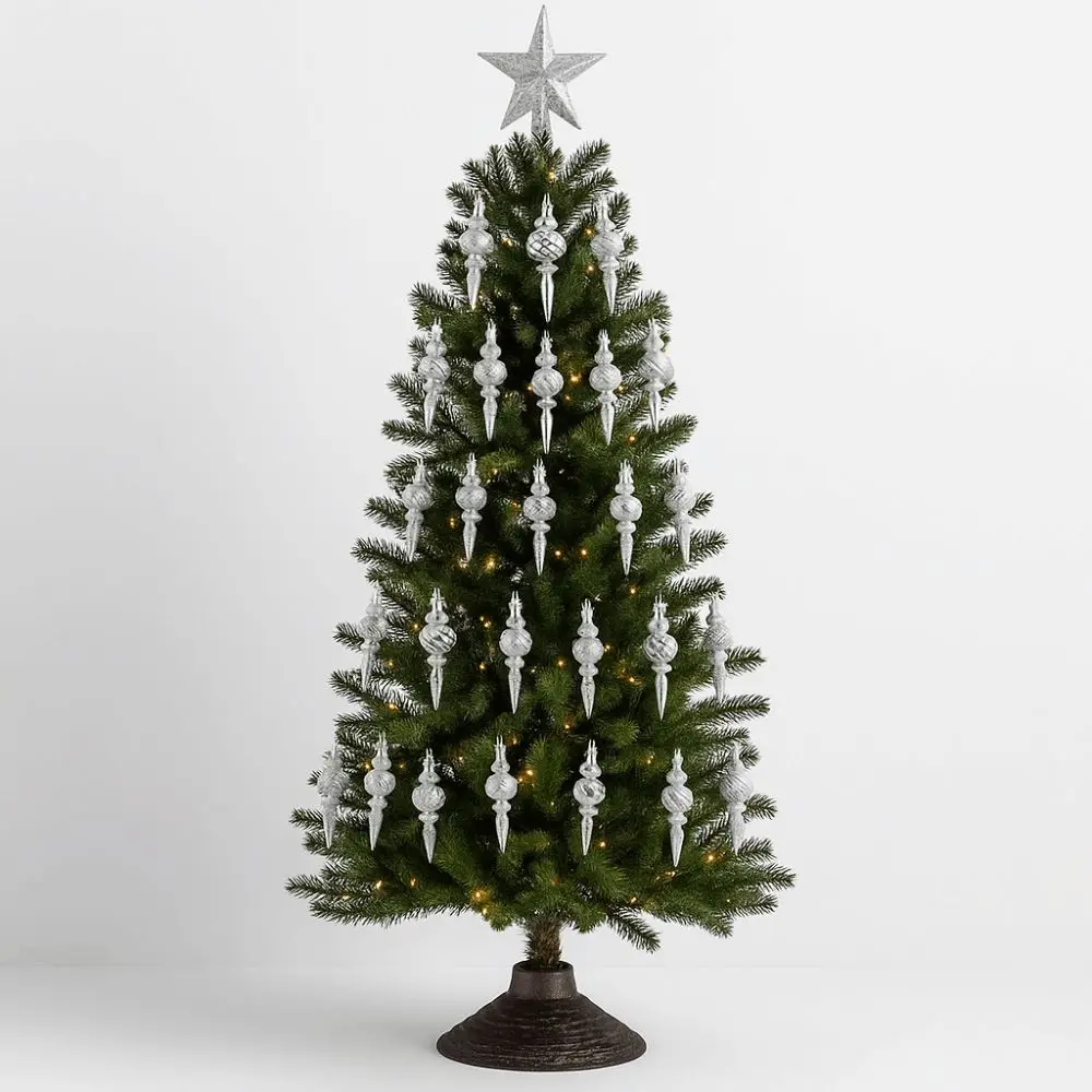 16Pcs 16Pcs/Box Christmas Hanging Balls Special Shaped with Hanging Rope Xmas Tree Party Decorations Shiny Multi-functional