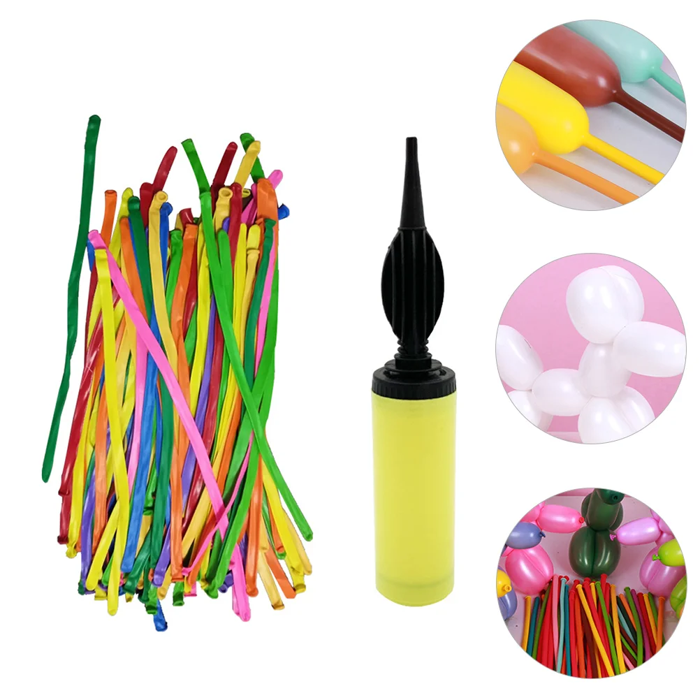 

100pcs Rainbow Colored Latex Balloons Twisting Modeling Strip Shape Balloon