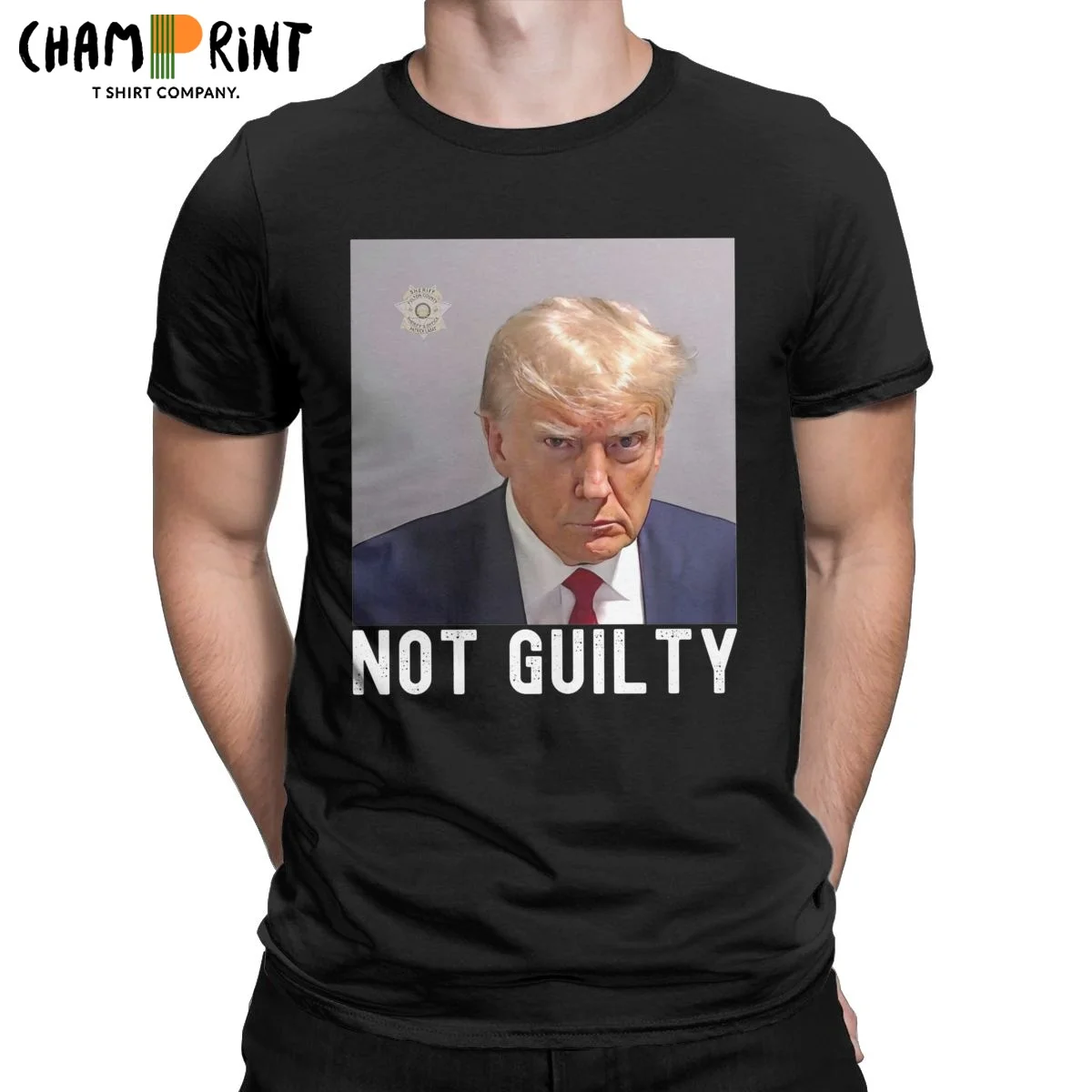 

Trump Mug Shot Not Guilty Men T Shirts Donald Mugshot Crazy Tee Shirt Short Sleeve O Neck T-Shirt Pure Cotton Gift Idea Tops