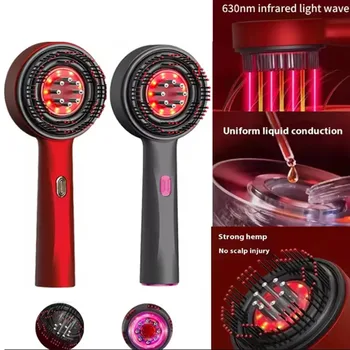 630nm Infrared LED Scalp Massage Comb with Microcurrent Therapy & Serum Infusion System