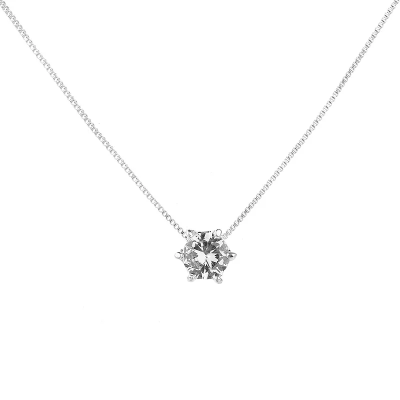 Simple Trendy Crystal Zircon Rhinestone Pendant Necklace for Women Charm White Chain Necklack Jewelry Wholesale 5