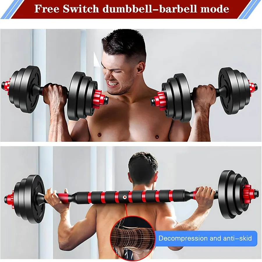 30lbs(15lbs*2) Adjustable-Dumbbells-Sets,Free Weights-Dumbbells Set of 2 Convertible To Barbell A Pair of Lightweight for Home G