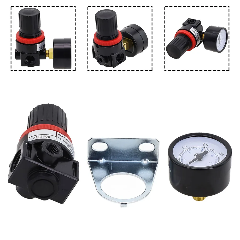 AR2000 Air Pressure Regulator With Pressure Gauge G1/4 Aluminum Alloy Regulating Valve SM+PM20 Processing Device