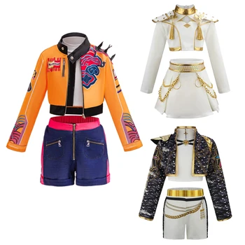 K-POP Rumi Cosplay Girls Clothing Sets Mira 3Pcs Girls Suits Halloween Zoey Birthday Party Costume 4-12 Years New Kids Clothes 1