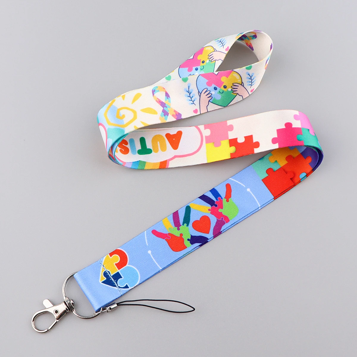 Autism Awareness Puzzle Mobile Phone Neck Strap ID Card Rope