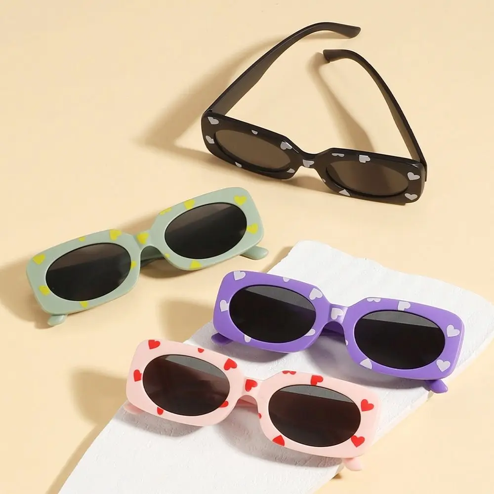 

Sun Protection Heart Print Children Sunglasses Fashion 2-8 Years UV400 Kids Rectangular Sun Glasses Girls Boys Shades