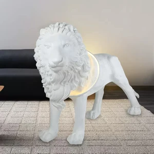 Nordic Post-modern Lion Sculpture Animal Floor Lamp Modern Living Room Large LED Floor Lights Villa Hotel Salesroom Illumination