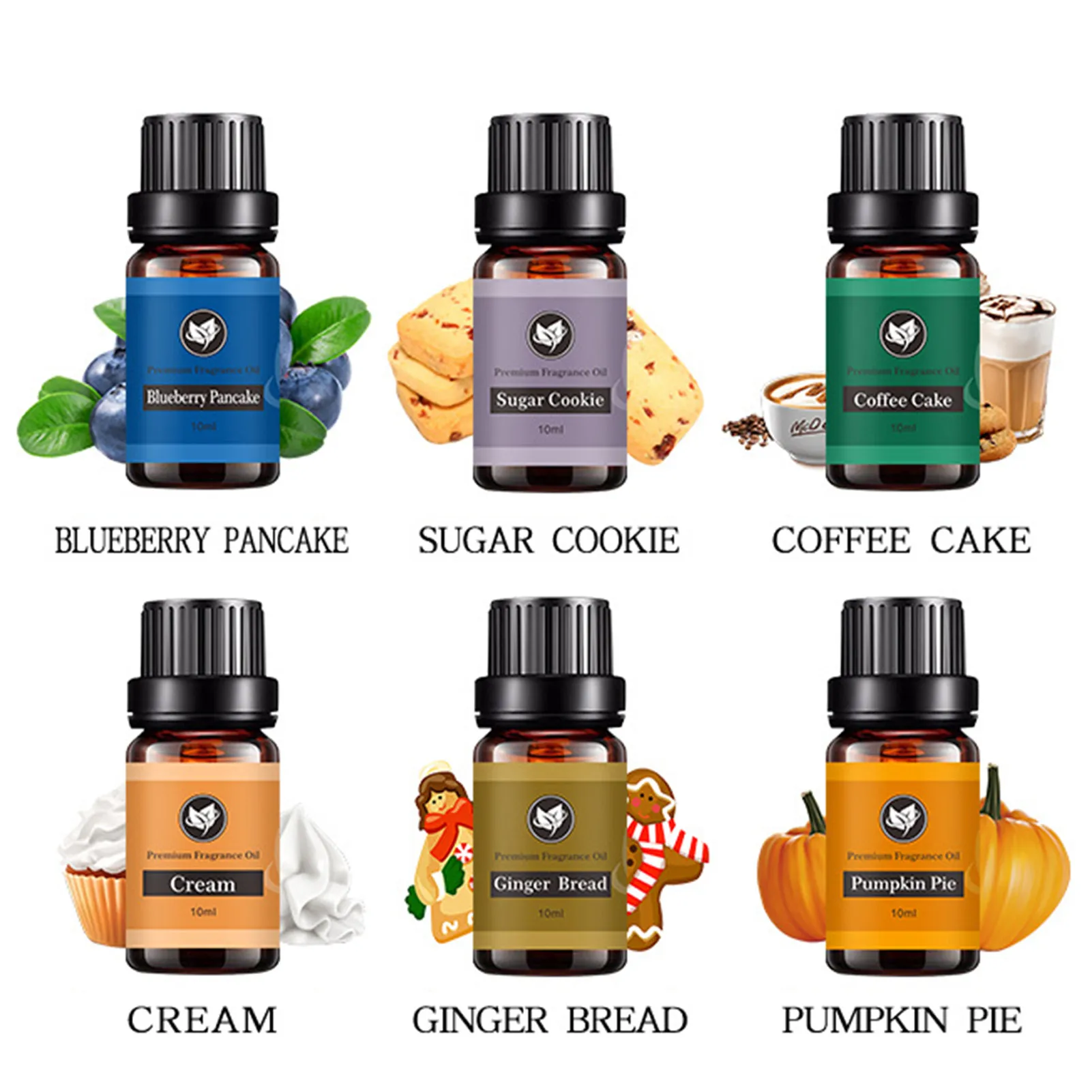 Bakery Essential Oils Set Bakery Premium Fragrance Oil Blueberry Pancake  Sugar Cookie Coffee Cake Cream Ginger Bread Pumpkin Pie